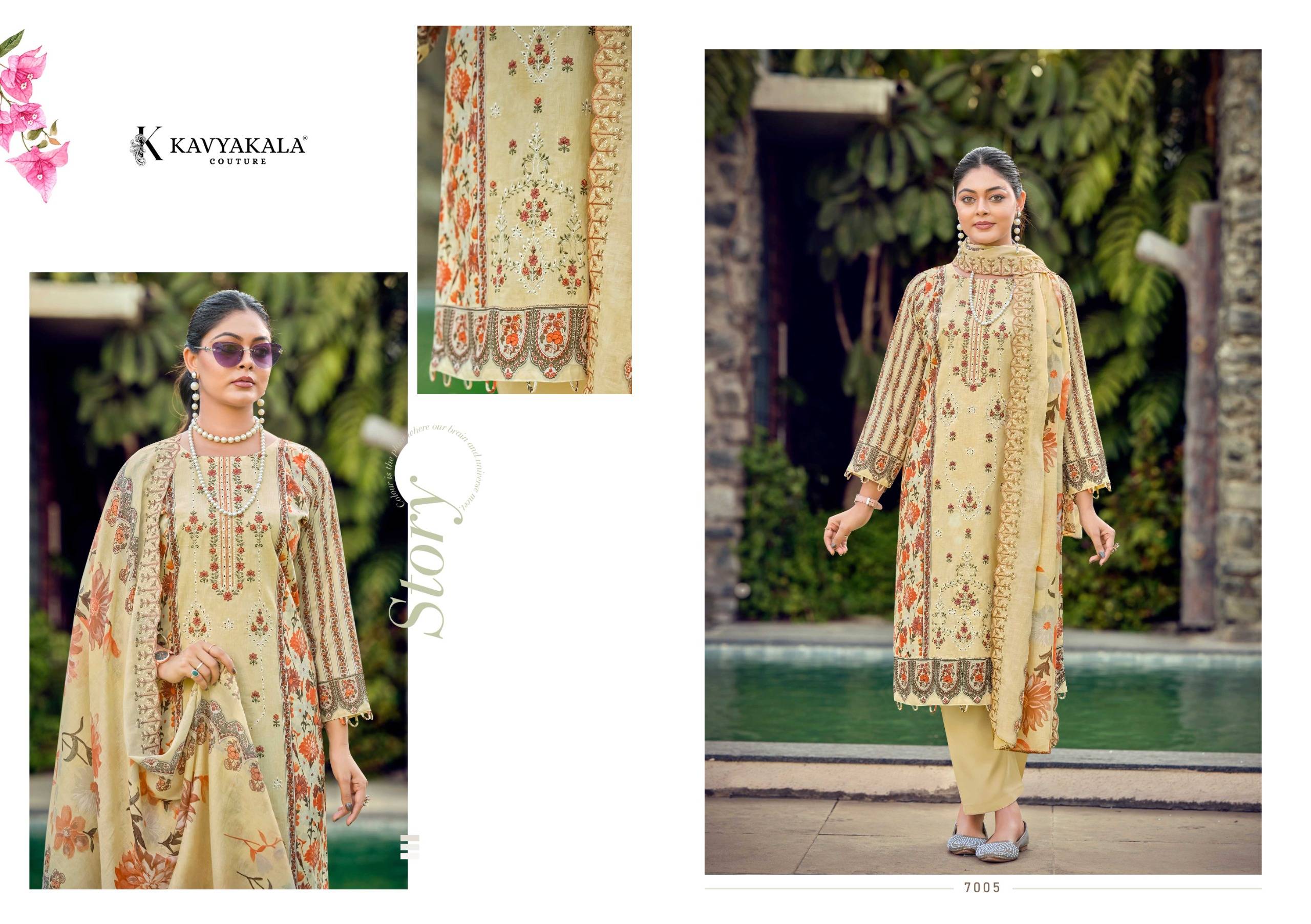 BIN SAEED Vol -10‎ By KAVYA‎‎ KALA 7001 To 7008 Series Beautiful Festive Suits Stylish Fancy Colorful Casual Wear & Ethnic Wear PURE‎ CAMBRIC Print Dresses At Wholesale Price
